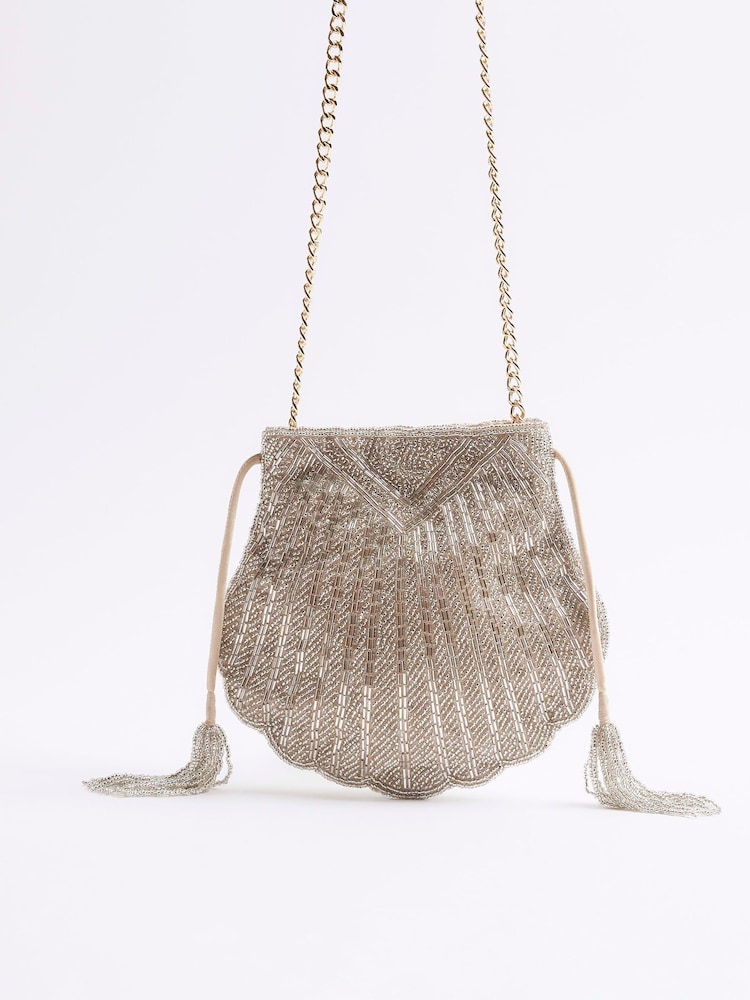 River Island Gold Beaded Shell Shoulder Bag - Image 2 of 6