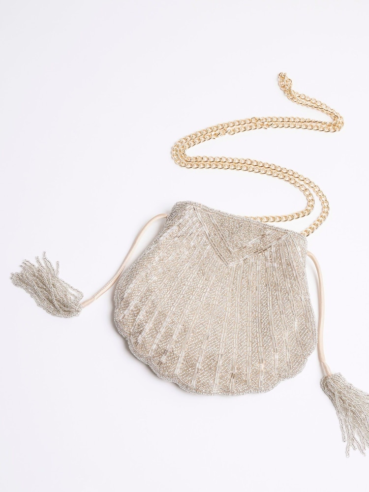 River Island Gold Beaded Shell Shoulder Bag - Image 4 of 6