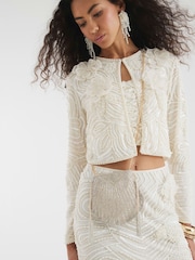 River Island Gold Beaded Shell Shoulder Bag - Image 6 of 6