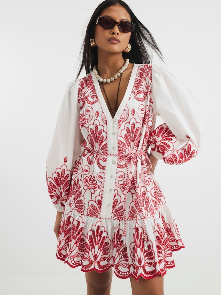 River Island White Petite 100% Cotton Poplin Shirt Dress - Image 1 of 4