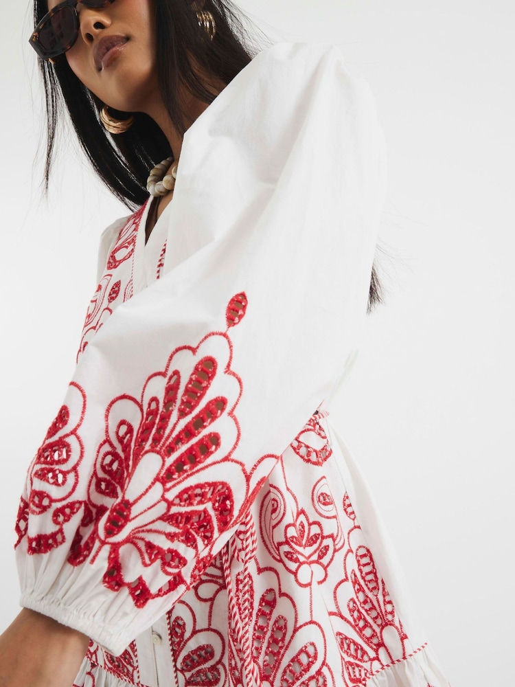 River Island White Petite 100% Cotton Poplin Shirt Dress - Image 4 of 4