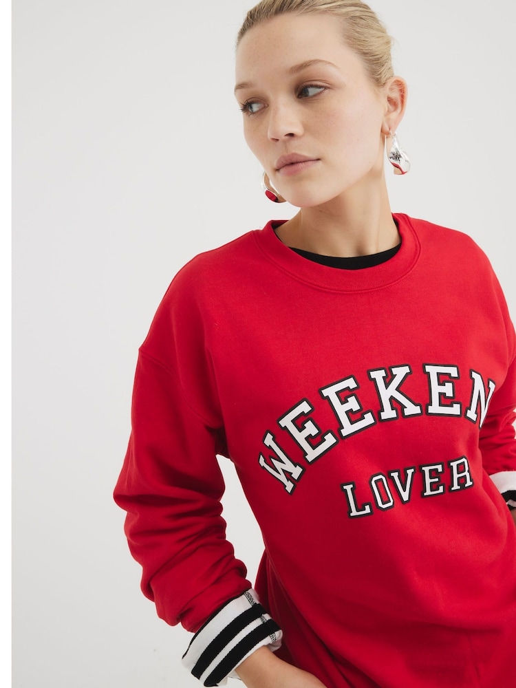 River Island Red Long Sleeve Weekend Sweatshirt - Image 2 of 4