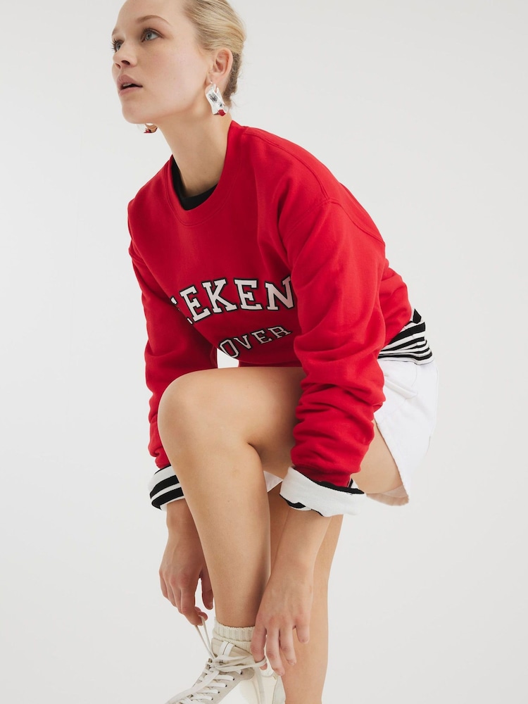 River Island Red Long Sleeve Weekend Sweatshirt - Image 4 of 4
