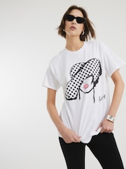 River Island Polkadot Hat 100% Cotton T-Shirt - Imagen 1 de 4