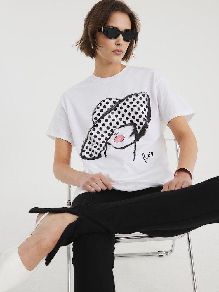 River Island Polkadot Hat 100% Cotton T-Shirt - Imagen 2 de 4