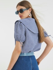 River Island Blue Gingham Collared Shirt - Image 2 of 4