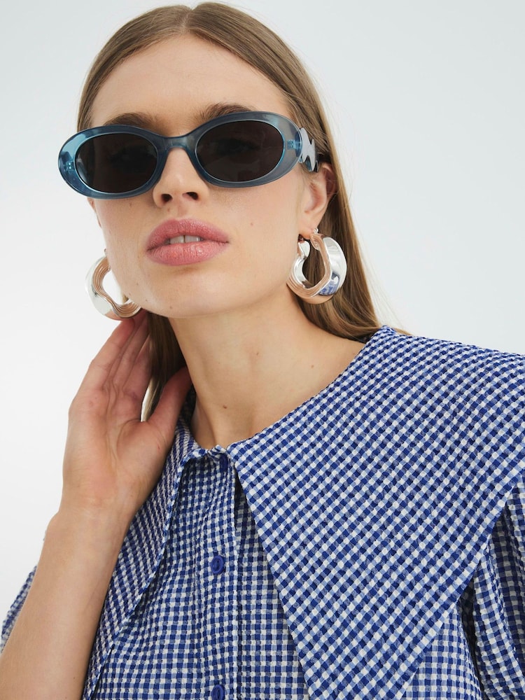 River Island Blue Gingham Collared Shirt - Image 4 of 4