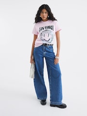 River Island Pink Short Sleeve Disco Smiley 100% Cotton T-Shirt - Image 3 of 4