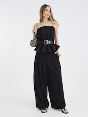 River Island Black Structured Belted Bandeau Top - Image 2 of 4
