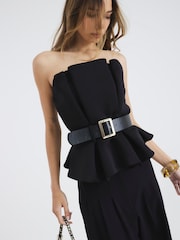 River Island Black Structured Belted Bandeau Top - Image 3 of 4