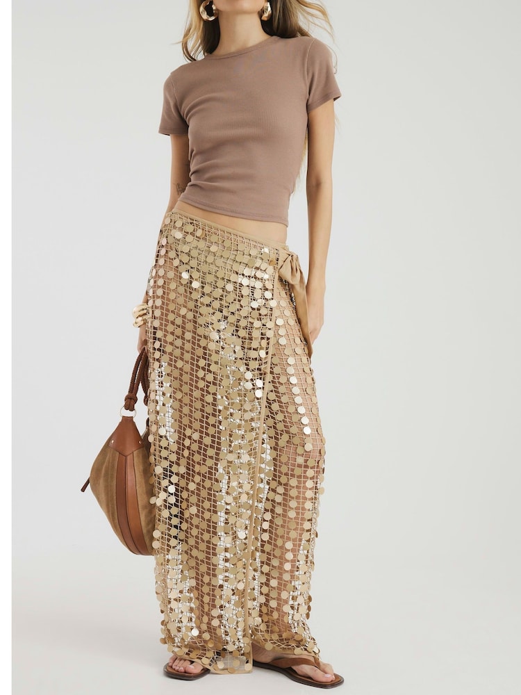 River Island Gold Sequin Sarong - Image 4 of 4