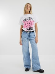 River Island White Soleil Smiley 100% Cotton T-Shirt - Image 3 of 4