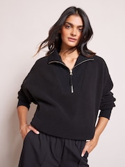 Friends Like These Black Half Zip Borg Sweatshirt - Image 1 of 5