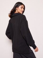 Friends Like These Black Half Zip Borg Sweatshirt - Image 2 of 5