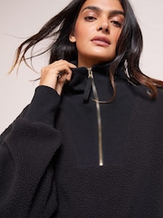 Friends Like These Black Half Zip Borg Sweatshirt - Image 5 of 5