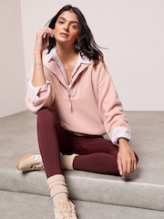 Friends Like These Pink Half Zip Borg Sweatshirt - Image 1 of 5