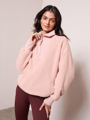 Friends Like These Pink Half Zip Borg Sweatshirt - Image 3 of 5