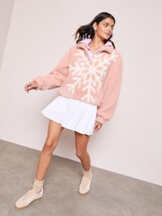 Friends Like These Cream Fairisle Pattern Half Zip Borg Sweatshirt - Image 4 of 5