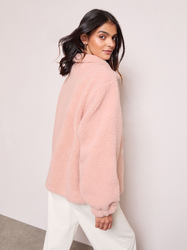 Friends Like These Cream Fairisle Pattern Half Zip Borg Sweatshirt - Image 5 of 5