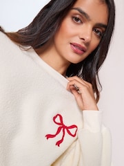 Friends Like These Cream Bow Embroidered Borg Sweatshirt - Image 2 of 4