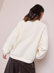 Friends Like These Cream Bow Embroidered Borg Sweatshirt - Image 4 of 4