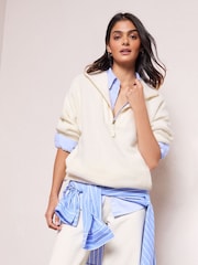 Friends Like These Cream Half Zip Borg Sweatshirt - Image 1 of 5