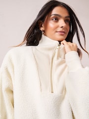 Friends Like These Cream Half Zip Borg Sweatshirt - Image 2 of 5