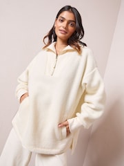 Friends Like These Cream Half Zip Borg Sweatshirt - Image 4 of 5