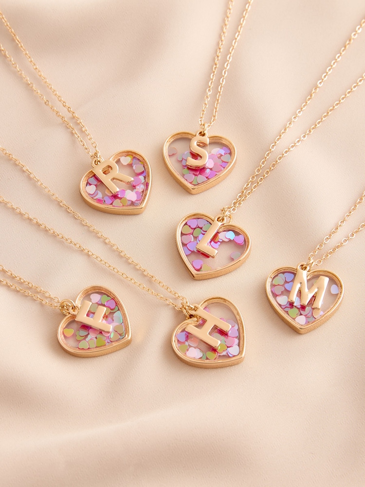 Gold Tone Shaker Heart Initial Necklace - Image 1 of 15