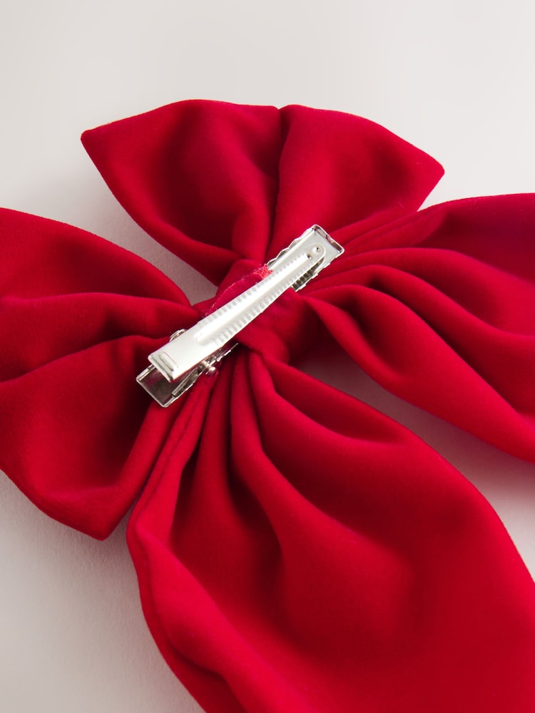 Red Velvet Statement Bow Hair Clip - Image 4 of 4