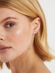 Accessorize Gold 14ct Crystal Stud Earrings 3 Pack - Image 3 of 3