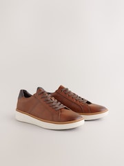 Tan Brown Wedged Smart Casual Longline Trainers - Image 1 of 5