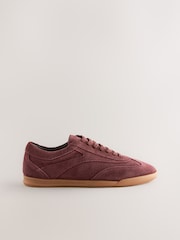 Burgundy Red Slim Sole Suede Smart Casual Trainers - Image 1 of 5