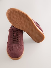 Burgundy Red Slim Sole Suede Smart Casual Trainers - Image 3 of 5