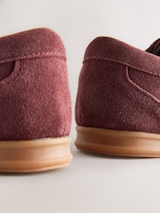 Burgundy Red Slim Sole Suede Smart Casual Trainers - Image 4 of 5