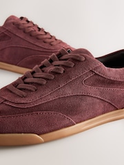 Burgundy Red Slim Sole Suede Smart Casual Trainers - Image 5 of 5