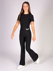 Pineapple Black Girls Rib Flare Trousers - Image 5 of 7