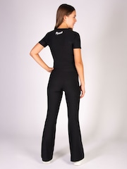 Pineapple Black Girls Rib Flare Trousers - Image 7 of 7