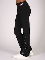 Pineapple Black Girls Star Jersey Flare Trousers - Image 1 of 7