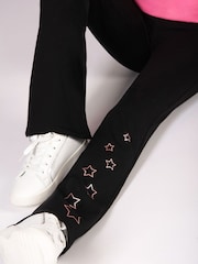 Pineapple Black Girls Star Jersey Flare Trousers - Image 2 of 7