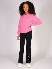 Pineapple Black Girls Star Jersey Flare Trousers - Image 3 of 7