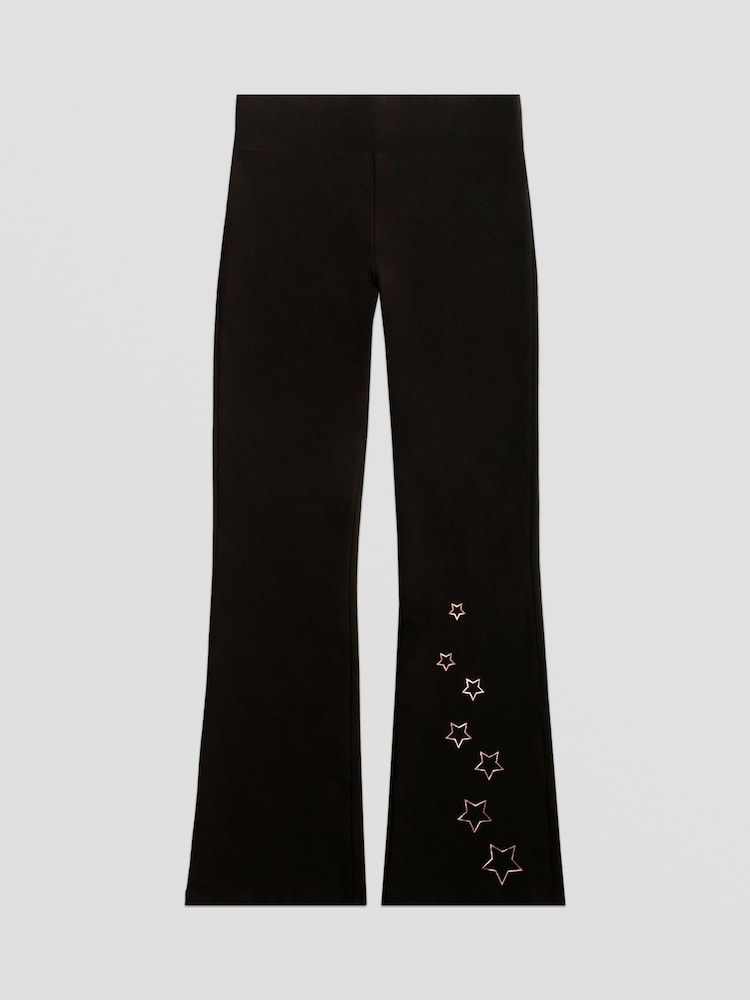 Pineapple Black Girls Star Jersey Flare Trousers - Image 7 of 7