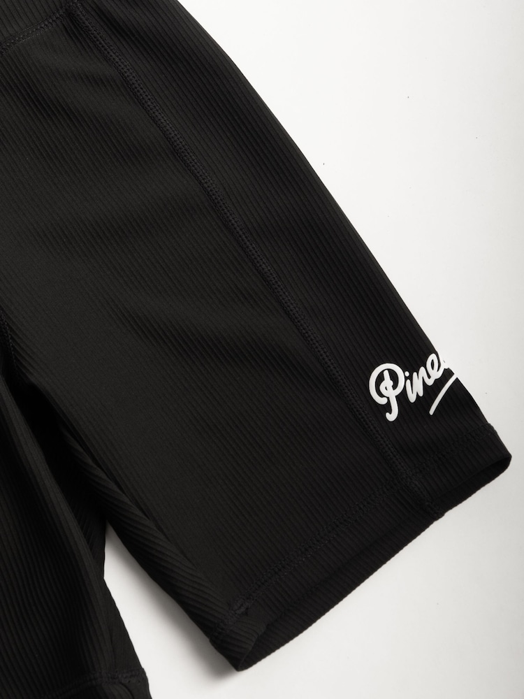 Pineapple Black Girls Rib Cycling Shorts - Image 8 of 8