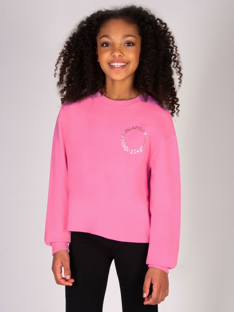 Pineapple Pink Girls Raw Edge Sweatshirt - Image 1 of 7