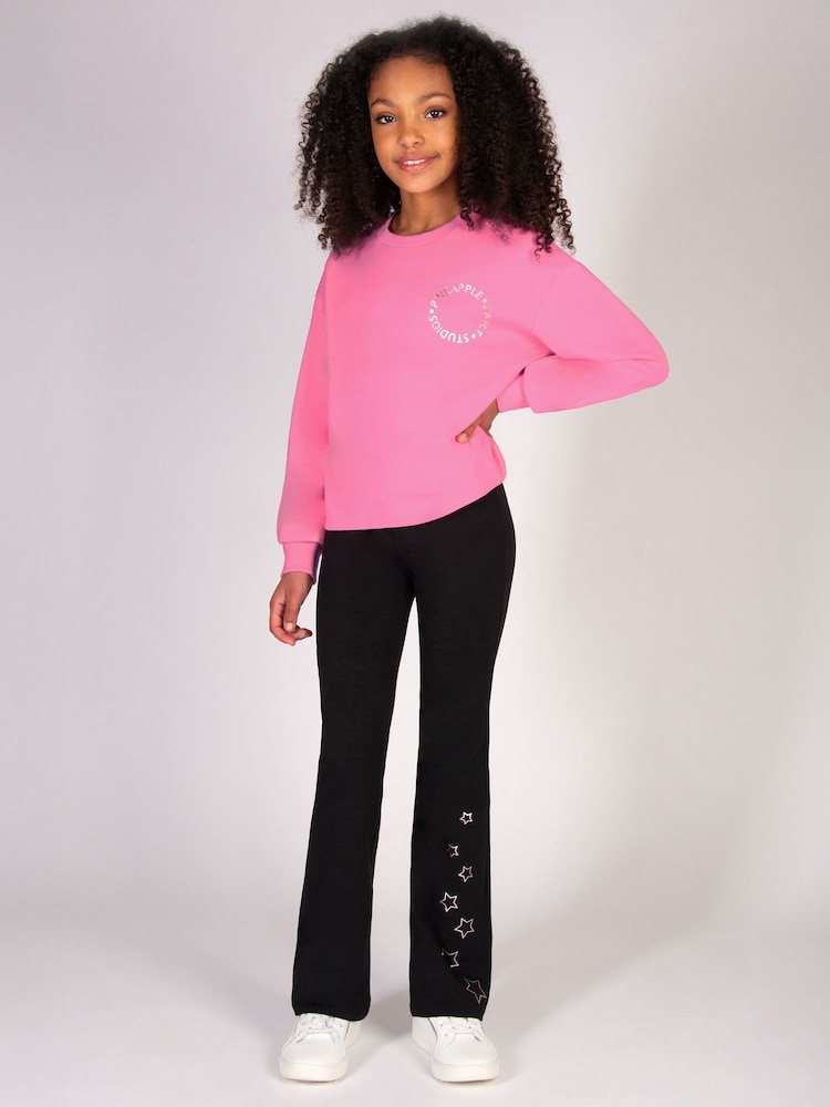 Pineapple Pink Girls Raw Edge Sweatshirt - Image 2 of 7 Pineapple Pink Girls Raw Edge Sweatshirt - Image 2 of 7