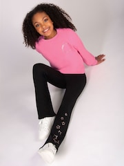 Pineapple Pink Girls Raw Edge Sweatshirt - Image 3 of 7
