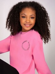 Pineapple Pink Girls Raw Edge Sweatshirt - Image 6 of 7