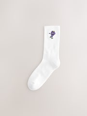 White Fun Fruit Embroidered Sports Socks 4 Pack - Image 5 of 10