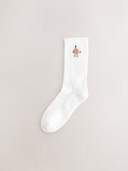 White Fun Fruit Embroidered Sports Socks 4 Pack - Image 6 of 10