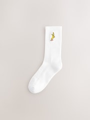 White Fun Fruit Embroidered Sports Socks 4 Pack - Image 7 of 10